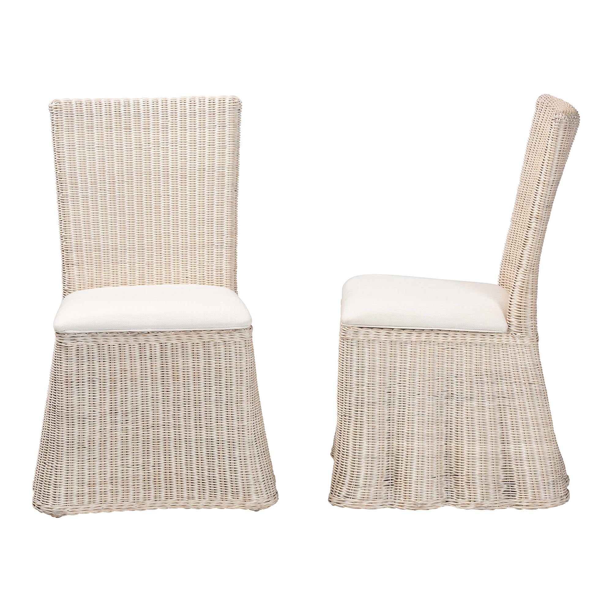 bali & pari Sara Boho Dining Chair, 2-Piece, White Wash