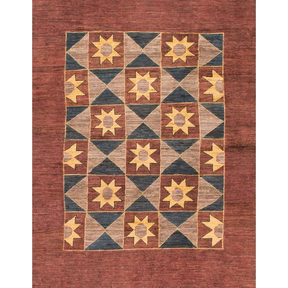 Ahgly Company Indoor Rectangle Abstract Bronze Brown Abstract Area Rugs, 7' x 10'