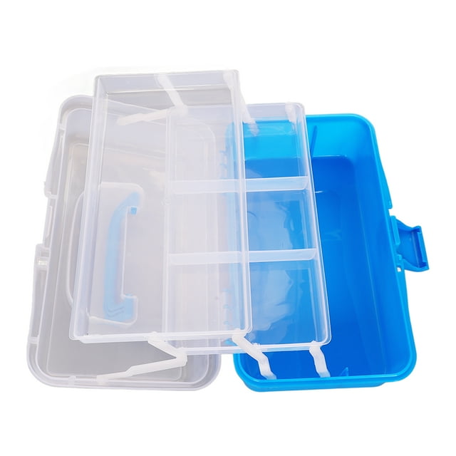 Three Layer Storage Box, Plastic Folding Tool Box Portable Handled Multipurpose Organizer Large Capacity Folding Storage Box For Storing Stationery Cosmetics
