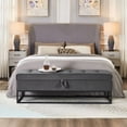 thumbnail image 2 of 58.6" Grey Velvet Bed Bench with Storage | Multifunctional for Bedroom, Living Room, and Hallway | Sturdy Metal Base with Button Tufting | Ideal for Small Spaces, 2 of 6