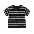thumbnail image 5 of FSYBOA Boys Cotton T-shirts, Stripe Shorts Sleeve Crew Neck Kids Tees Summer Tops Black Size 14-16, 5 of 5