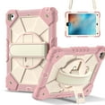 thumbnail image 4 of ELEHOLD Rugged Hybrid Case For iPad 6th Generation, with Built-in Kickstand 360° Rotating Handstrap Crossbody Shoulder Strap Shockproof Heavy Duty Case, Rose Gold+Beige, 4 of 10
