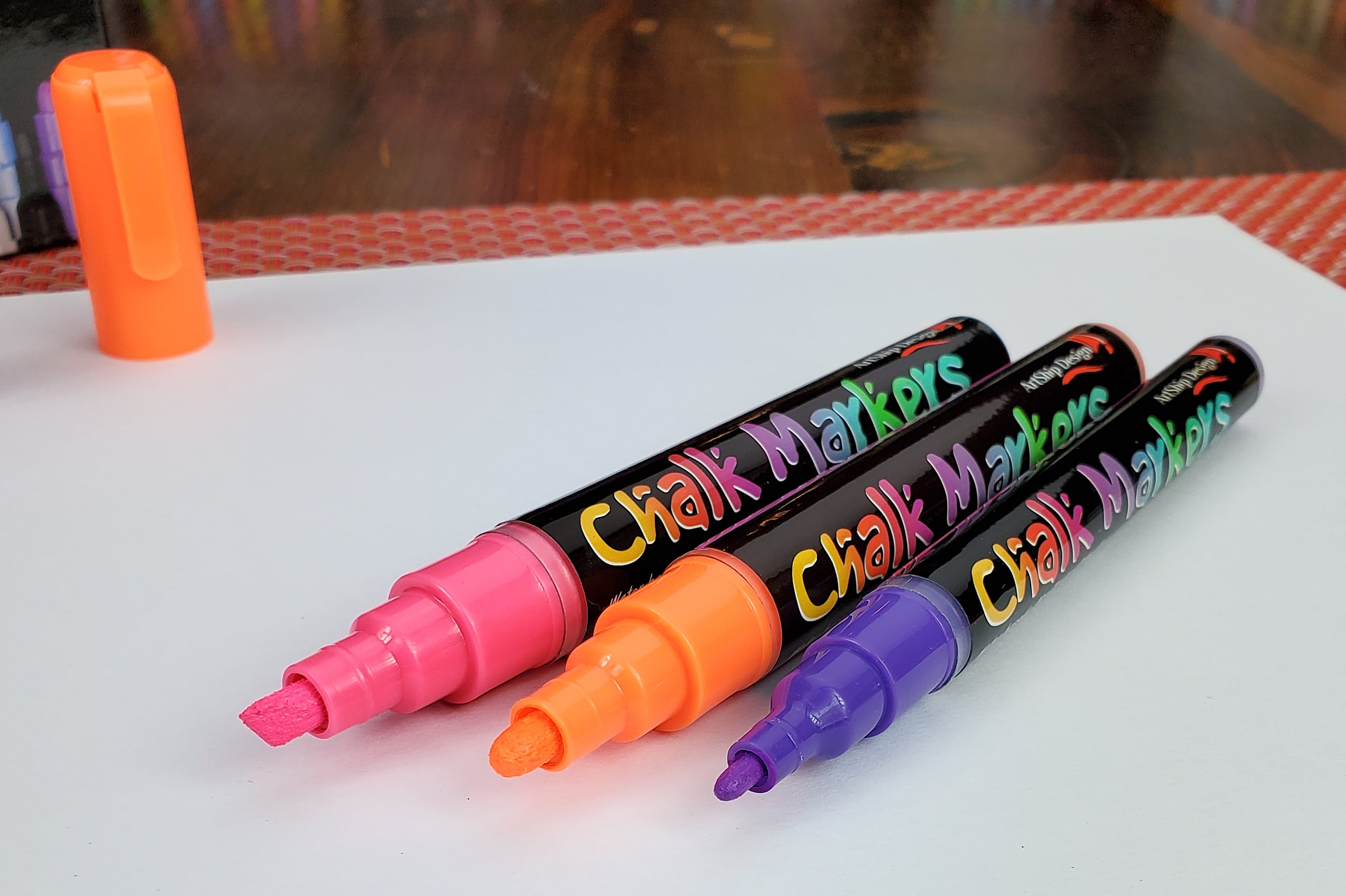 NeoChalk Liquid Chalk Marker Chisel Tip - Neon Pink - Set of 3 Markers