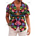thumbnail image 3 of Camisas hawaianas para hombre, camisa de manga corta con solapa, ropa de estilo mexicano, camisa informal holgada con botones, ropa para hombre, blusas Harajuku, 3 of 5