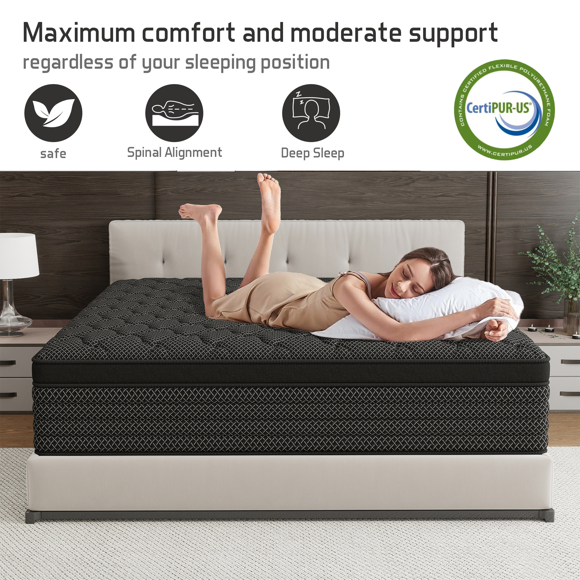 Kviwasha Mattress 14 inch Full Size, Gel Memory Foam Hybrid Mattress in a Box, Cozy Sleep