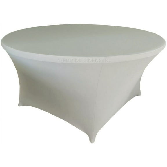 Wedding Linens Inc. (200 GSM) Premium 4FT / 48" Round Spandex Stretch Fitted Table Cover Tablecloths - Silver / Gray