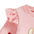 thumbnail image 5 of THDHVS Girls Outfits,Heart and Letter Embroidered Flutter Sleeve Top and Pants Set for Baby Girl Casual Wear 6-12 Months, 5 of 5