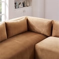 thumbnail image 6 of Glenmont Mid Century Modern Modular Cognac Tan Velvet Comfy Sectional Couch, 6 of 6