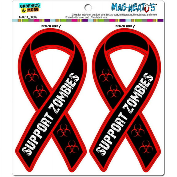 Support Zombies Ribbon Red Automotive Car Refrigerator Locker Vinyl Magnet Set