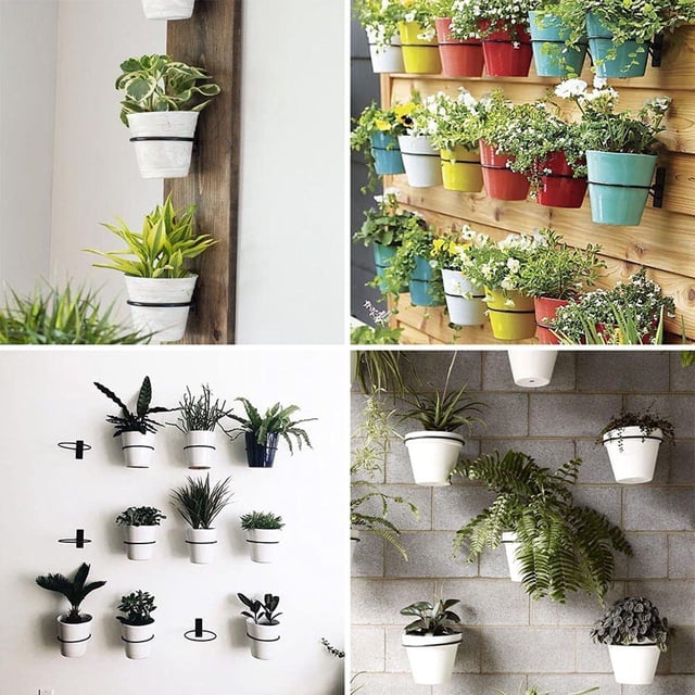 Foldable 4-Inch Multifunctional Flower Pot Rack 3Pcs Flowerpot Holder Ring 4 Inch Wall Mounted Flower Pot Hangers Metal Stand Hanging Bracket Basket Hook Rack, Dusknt Wire Shelving Clearance!