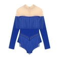 thumbnail image 4 of Rswnyirn Women Tassel Latin Dance Leotard Long Sleeve Shiny Fringe Tango Salsa Cha-Cha Bodysuit Blue XXL, 4 of 5