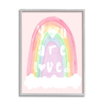 Stupell Industries You Are Loved Pastel Phrase Landscape Painting Gray Framed Art Print Wall Art 16 x 20 Stupell Industries You Are Loved Pastel Phrase Landscape Painting Gray Framed Art Print Wall Art 16 x 20