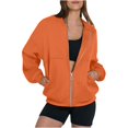 thumbnail image 2 of QTSHPN Hoodless Hoodie for Women Winter Long Sleeve Zip up Casual Solid Color Lined Zipper Collar Jacket with Pockets Sweatshirts Orange L, 2 of 6