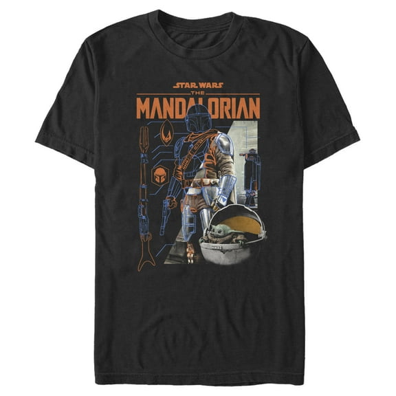 Men's Star Wars: The Mandalorian Din Djarin Schematics Graphic Tee Black Small