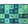 thumbnail image 1 of Ahgly Company Machine Washable Indoor Rectangle Oriental Turquoise Blue Industrial Area Rugs, 4' x 6', 1 of 4