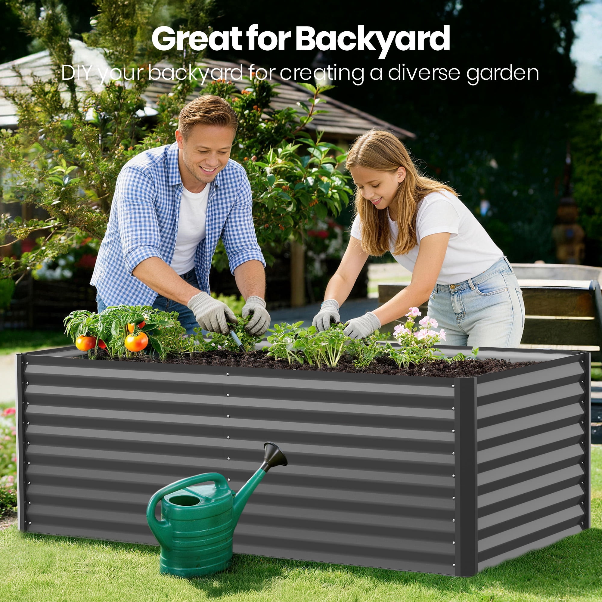 GVDV Raised Garden Bed 6x3x2ft Outdoor, Metal Raised Bed Kit for Backyard, Deep Root Planter Box for Gardening Vegetables, Fruits, Flowers, Rust-Proof, Easy Assembly