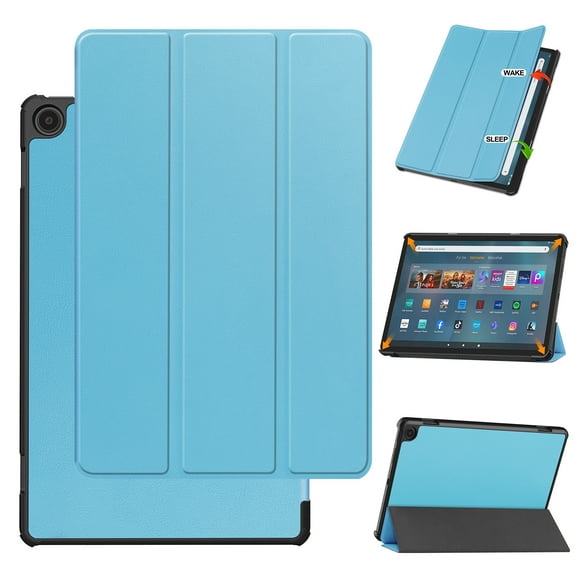 SaniMore for Amazon Fire Max 11 Tablet Case 11 inch, Auto Sleep/Wake, Folio Slim Rugged PC Cover Support Tri-Fold Kickstand Droop Proof Tablet Case for Amazon Fire Max 11 2023, Light Blue