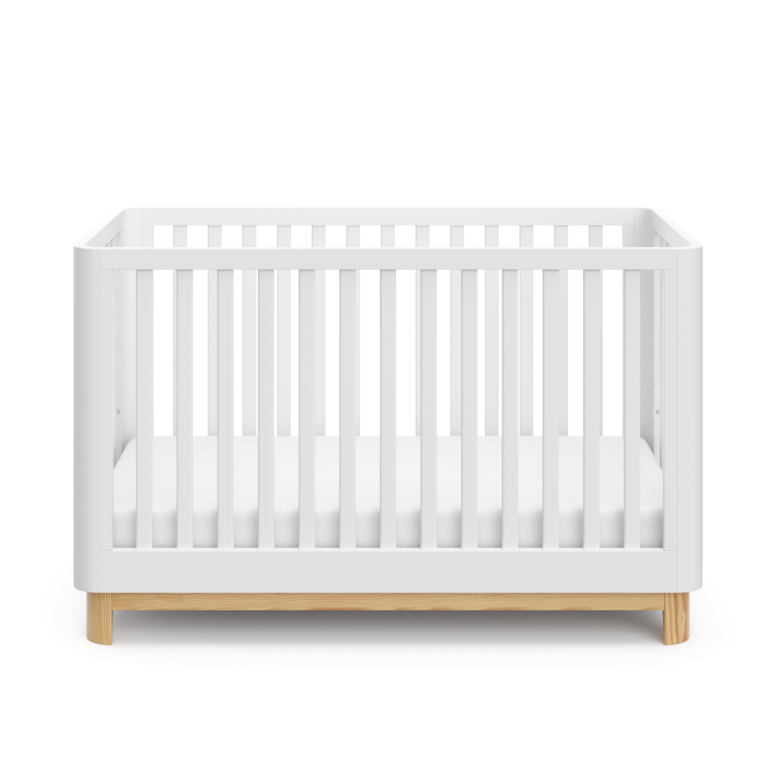 Storkcraft Santos 3-in-1 Convertible Baby Crib, White with Natural