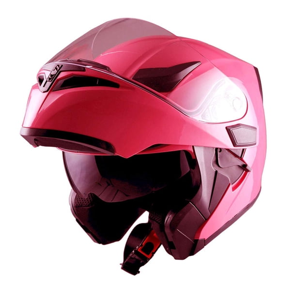 1Storm Casco integral modular para motocicleta Abatible hacia arriba con doble visera Protector solar: HB89 rosa brillante