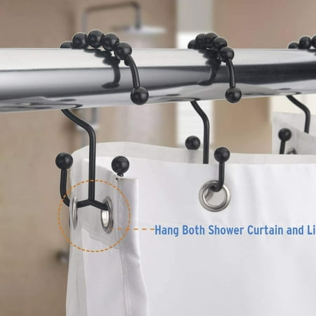 Shower Curtain Rings Rust Resistant Metal Double Hooks For Rolling Bathroom Rod Nickel Set Of 12 Canada Shower Curtain Rings Rust Resistant, Shower Curtain Rings With 2 Hooks
