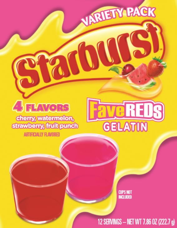Starburst FaveReds Variety Gelatin Mix, 12 Servings, 7.86 oz