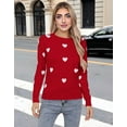 thumbnail image 4 of Heart Sweater for Women Valentine's Day Cute Heart Printed Lightweight Sweaters Casual Creneck Pullover Shermie, 4 of 9