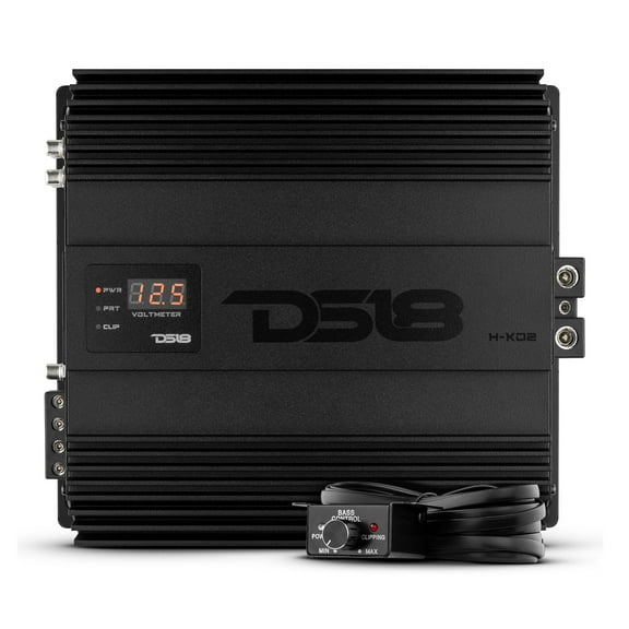 DS18 H-KO2 Hooligan Monoblock 2000W Amplifier w/ Voltmeter and Clip Indicator