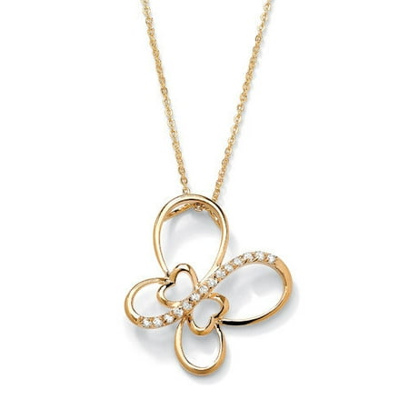 Palm Beach Jewelry Cubic Zirconia Butterfly Openwork Pendant