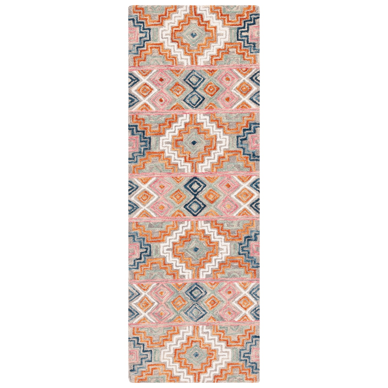 SAFAVIEH Aspen Dulcibella Geometric Striped Wool Area Rug, Orange/Fuchsia, 4' x 6'