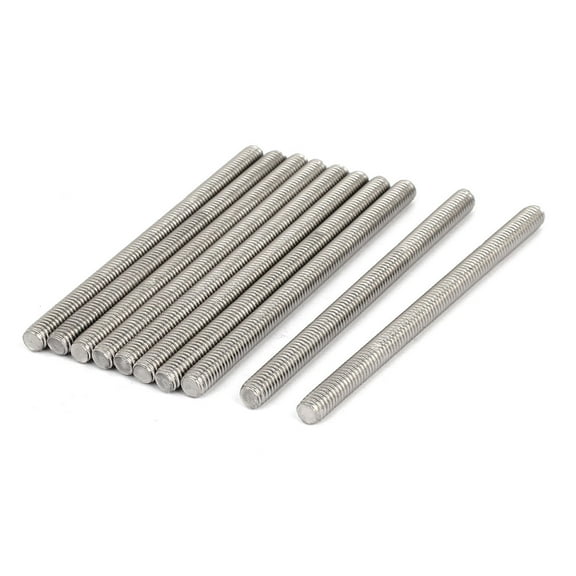 Unique Bargains M6 x 90mm 304 Stainless Steel Fully Threaded Rod Bar Studs Fastener 10Pcs