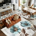 thumbnail image 5 of 4x6 Area Rugs, Vintage Flowers Non-Skid Rubber Backing Large Rectangle Rugs - Living Room Bedroom Home Office, Teal Blue Floral Nature Butterfly Indoor Floor Mat Carpets Washable Rug, 5 of 9