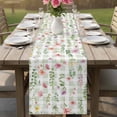 thumbnail image 4 of Spring Floral Table Runner - 120 Inch Long Pink Flowers Green Plaid Pastoral Cotton and Linen Blended Dress Scarves Farmhouse Table Runner for Kitchen Dining, Coffee Table, 13" x 120", 4 of 8