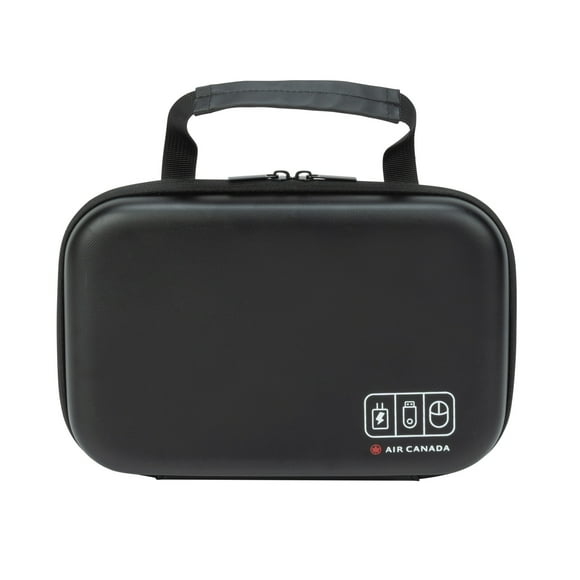 Air Canada Hard Tech Case Organizer with Adjustable Velcro Dividers for Electronics Travel