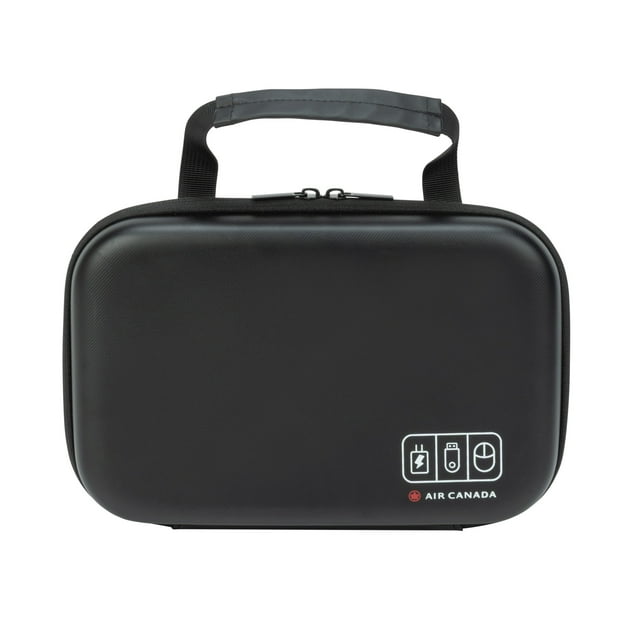 Air Canada Hard Tech Case Organizer with Adjustable Velcro Dividers for Electronics Travel