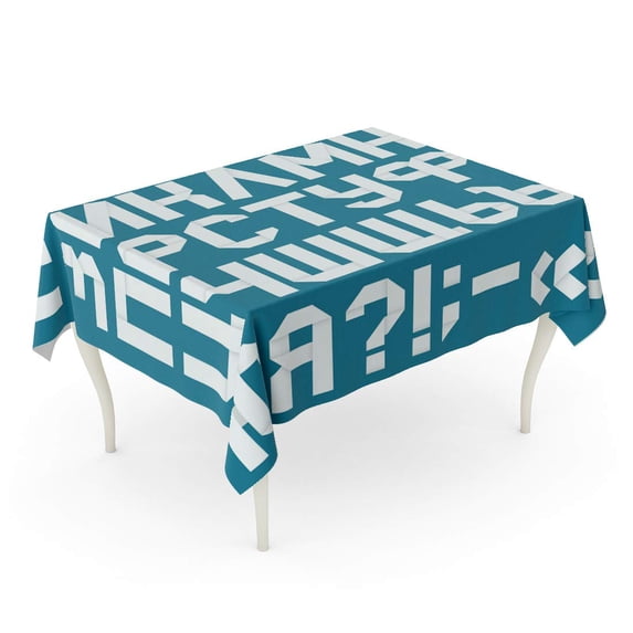 LADDKE Origami Folded Cyrillic Typeface Alphabet ABC Abstract Band Bend Tablecloth Table Desk Cover Home Party Decor 60x120 inch