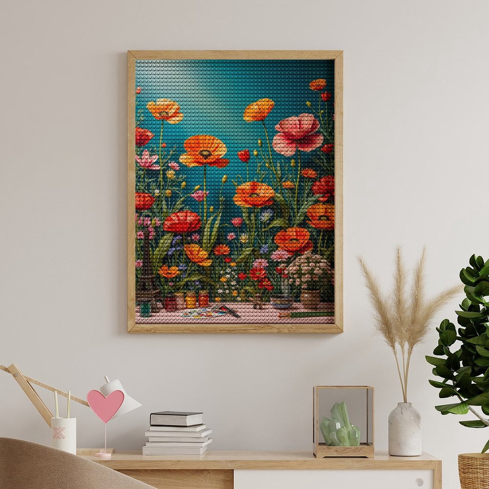 Diamond Art Kits for Adults, Poppies Art Supplies Nature Scene 5D Diamond Painting Kits for Adults Beginners, DIY Full Drill Diamond Painting, Gem Art and Crafts 12x16