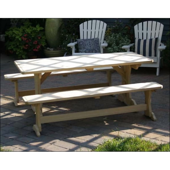 6' Treated Pine Trestle Picnic Table with 2 Benches