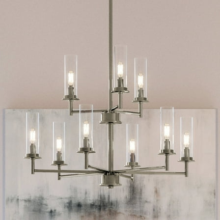 Luxury New Traditional Chandelier, 34.25H x 28W, with Transitional Style, Brushed Nickel, UHP3980 by Urban Ambiance