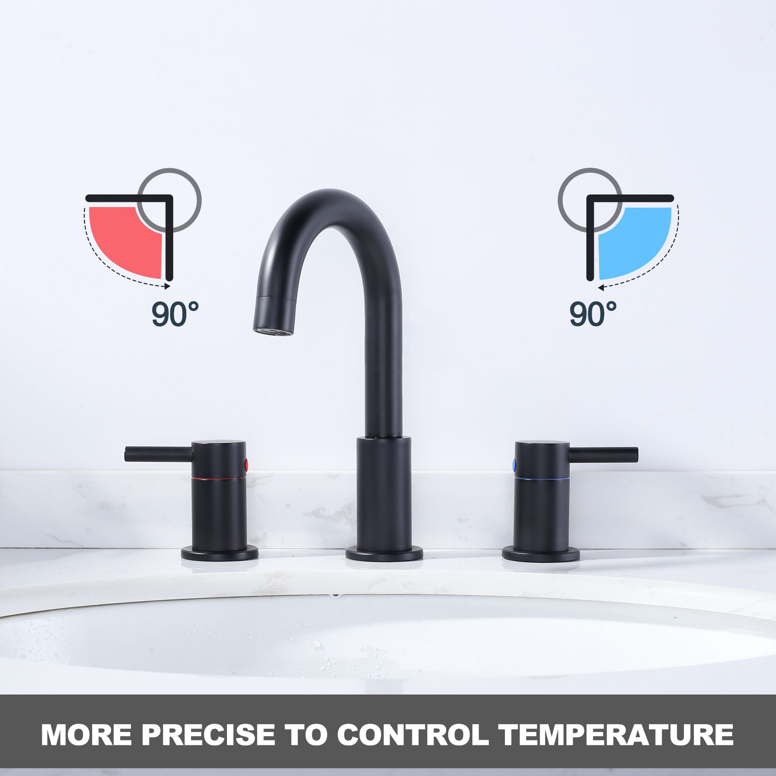 Wowow 2-Handle 3 Hole Widespread Bathroom Sink Faucet in Brushed Nickel,Fit for 6inch and 9inch Sink with Pop UP Drain