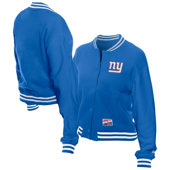 Women's New Era Royal New York Giants Throwback Fleece Full-Snap Jacket