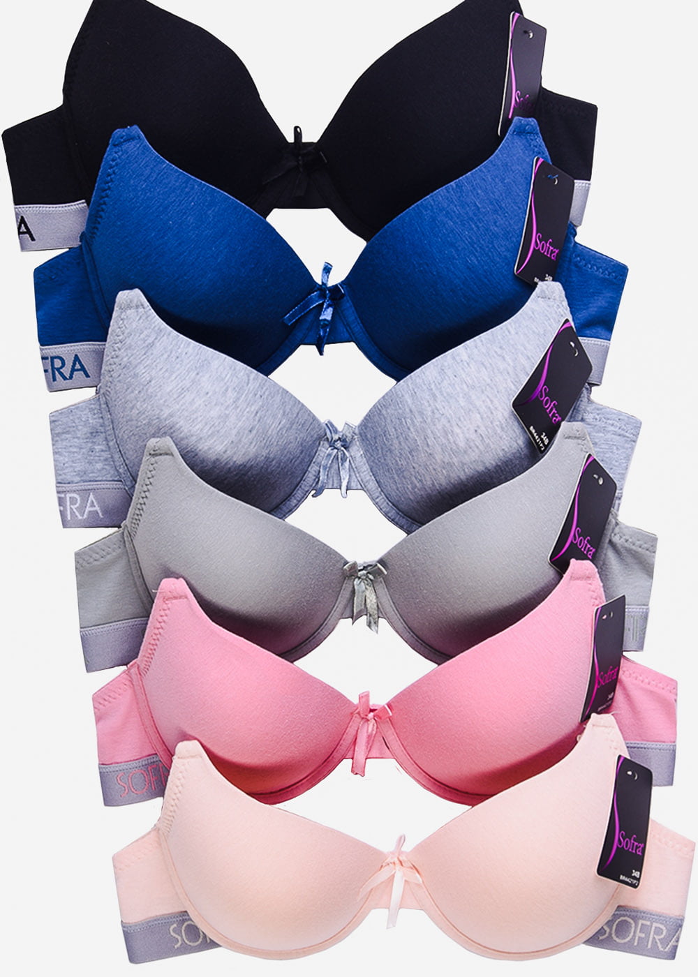 Moda Xpress Womens Bras 6 Pack Of Bras Everyday Full Coverage T Shirt Bra Pack Of Assorted 