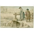 thumbnail image 2 of Hendrick Avercamp 24x17 Black Ornate Framed Double Matted Museum Art Print Titled: Winter Landscape with a Woman and a Youth on a Small Bridge, Skaters and a Gallows in the Distanc, 2 of 5