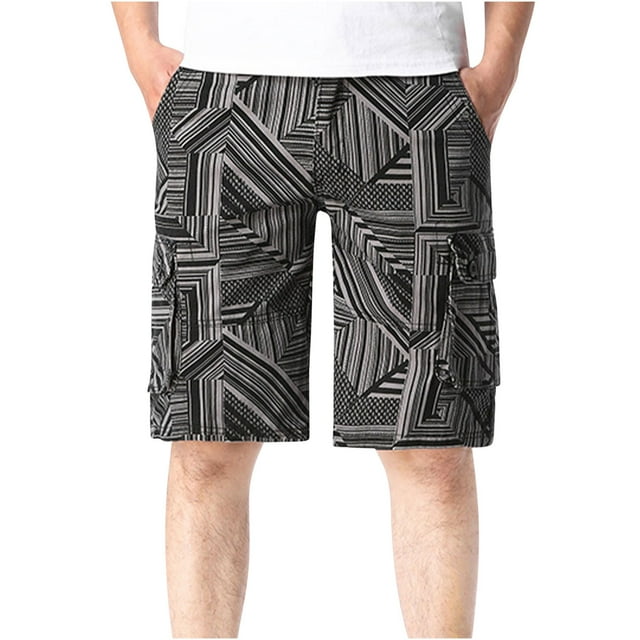 Birdeem Mens Plus Size Cargo Stripe Shorts Multi-Pockets Relaxed Summer Beach Shorts Pants
