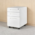 thumbnail image 3 of Mobile File Cabinet, 3-Drawer File Cabinet for Home Office, Filing Cabinet for Under Desk Storage, Round Corner Design, White, 3 of 6