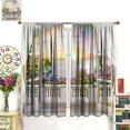 thumbnail image 3 of Sea View Curtains, Summer Ocean Sunrise Tropical Blooming Garden Seaside Scenery Print Window Drapes for Living Room Bedroom Cafe, 84" W X 84" L, 3 of 5
