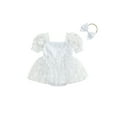 thumbnail image 2 of Musuos Baby Girl Cute Romper Dress 3M 6M 12M 18M Flower Short Sleeve Bodysuit with Bow Headband Set Summer Clothes, 2 of 9