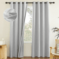 thumbnail image 6 of NICETOWN Greyish White Solid Full Blackout Curtains, Linen Blackout Curtains Thermal Insulated Energy Saving Grommet Window Curtain for Bedroom Living Room, 52"x84", 2 Panels, 6 of 8