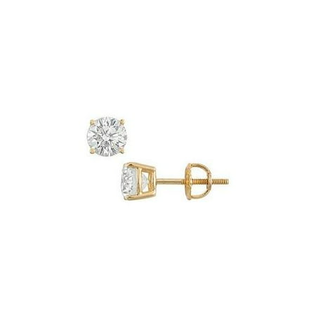 Fine Jewelry Vault UBER14YG4RD175DSI 14K Yellow Gold- Round Diamond Stud Earrings - 1. 75 CT. TW.