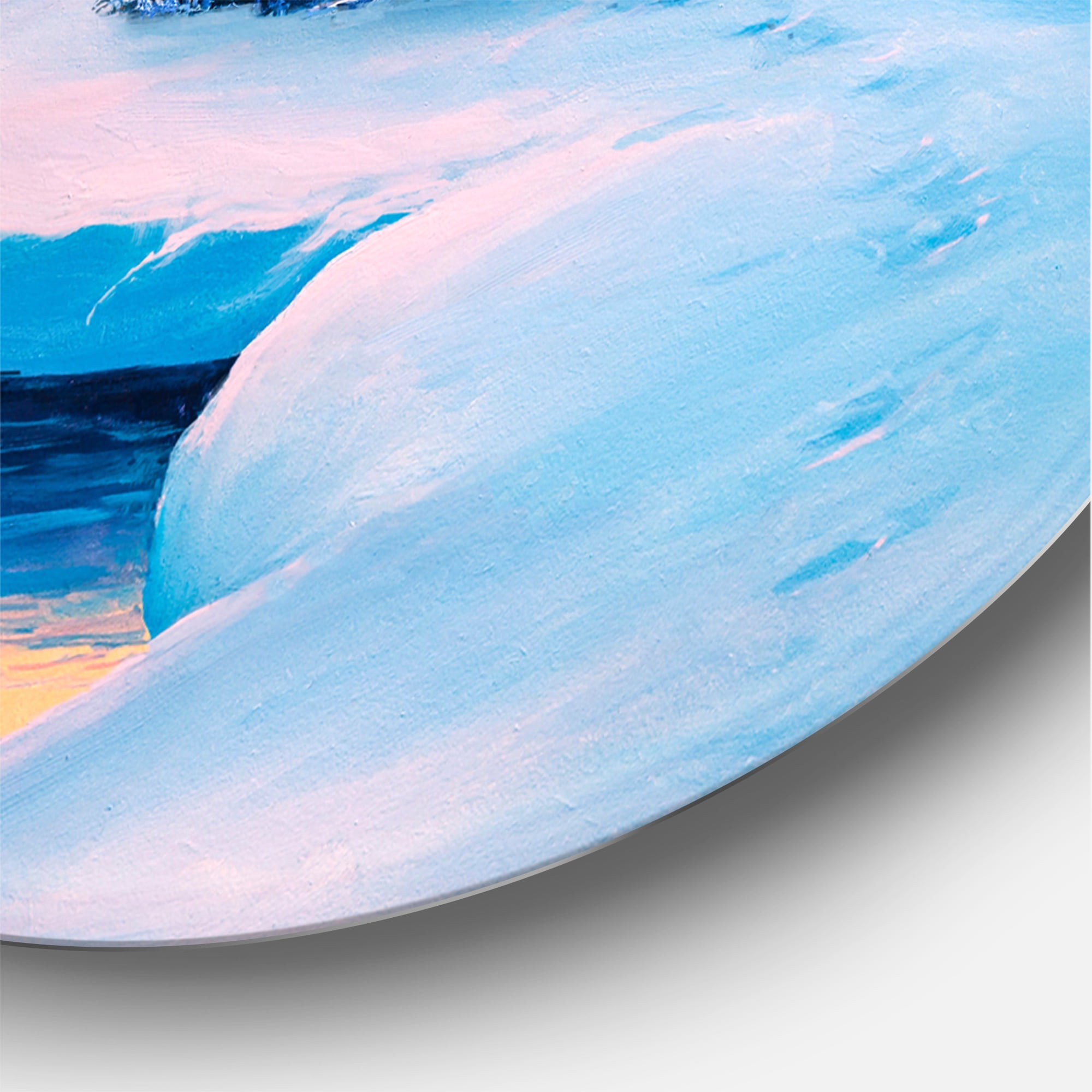 Designart 'The River House In The Woods and Winter Landscape II' Lake House Circle Metal Wall Art 11x11 - Disc of 11