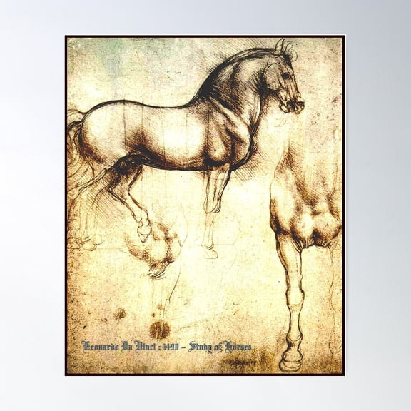 Leonardo Da Vinci: Ancient Study Of Horses Print Poster Wall Art, Modern Wall Decor For Living Room Bedroom, 8x12 UNFRAMED